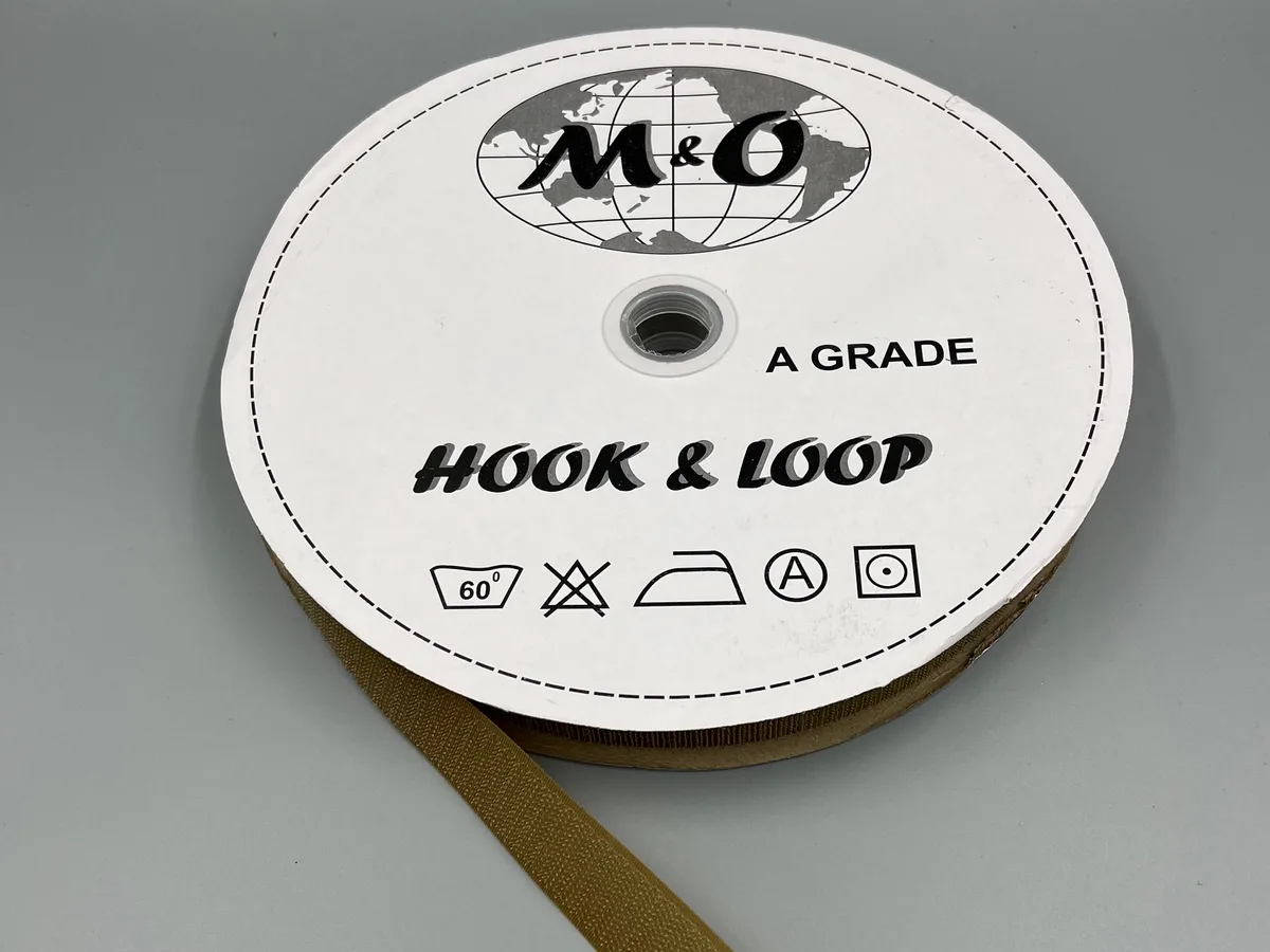 Велькро лента M&O 25мм 100% нейлон Cayot Brown крючок